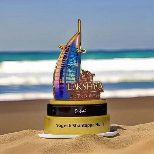 Dubai themed trophy shaped like Burj Al Arab