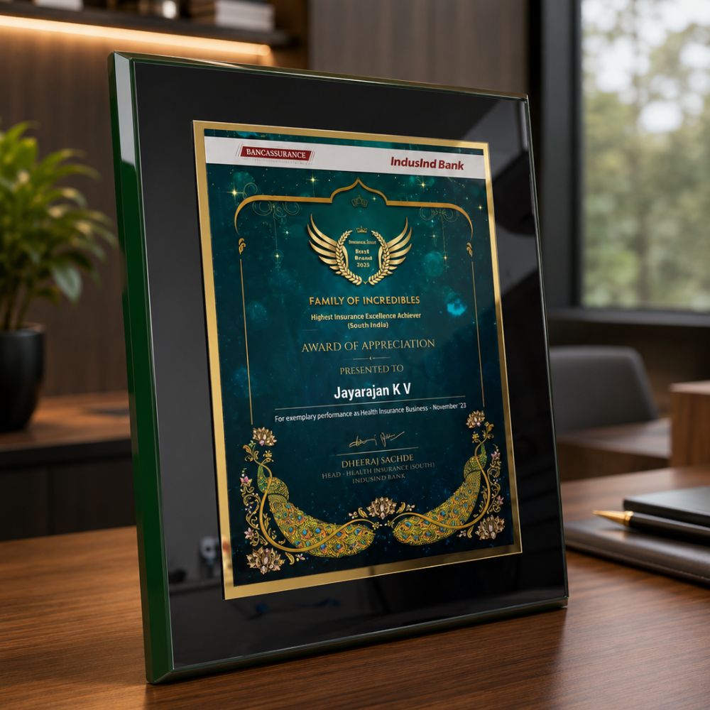 Luxury Corporate Glass Recognition Plaque
