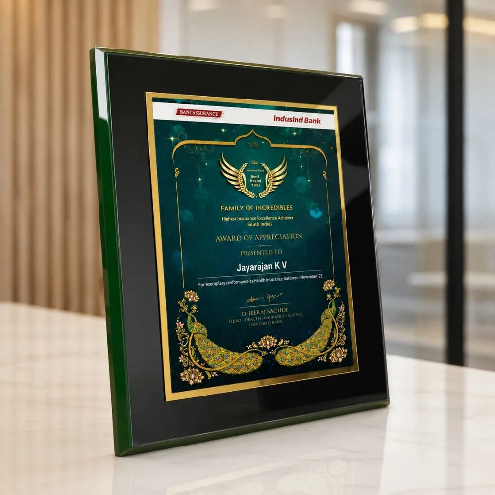 Luxury Corporate Glass Recognition Plaque