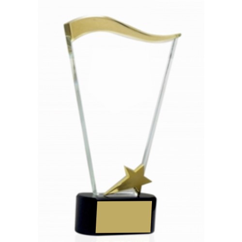 Golden Wave Glass Trophy 