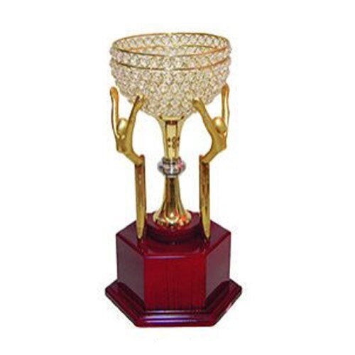 Figure Holding Diamond Cup Metal Trophy 