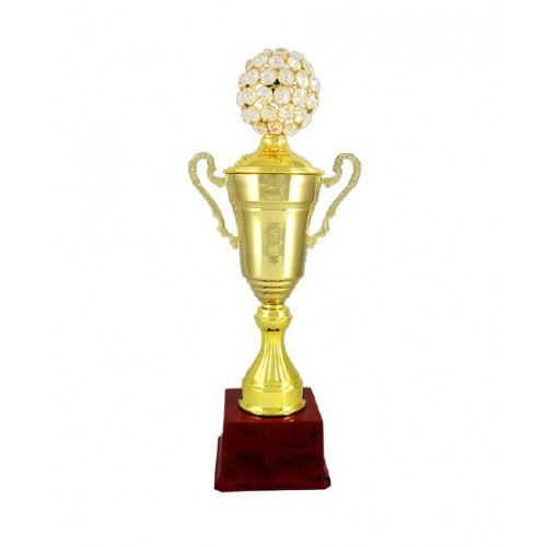 Gem Ball Sleek Metal Cup Trophy 