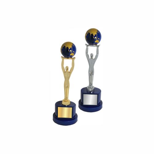 Indigo Metal Trophy with Crystal Globe 