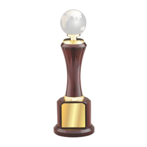 Wooden Trophy with Crystal Globe 